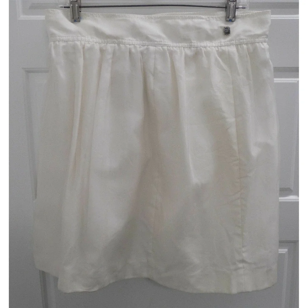 New Chanel White Cotton Blend Full Skirt sz 44 Italy